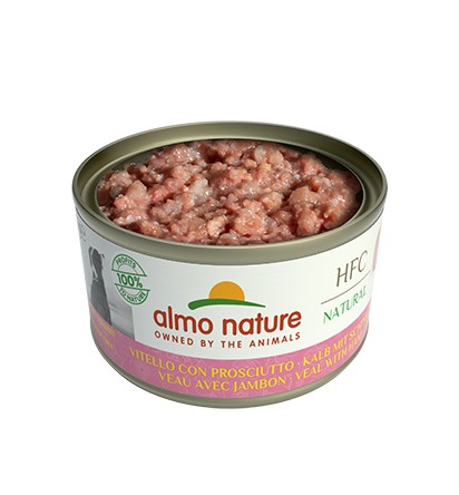 Almo Nature Scatoletta HFC Natural gusto Vitello con Prosciutto per Cani Adulti