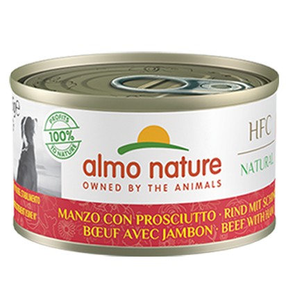 Almo Nature Scatoletta HFC Natural gusto Manzo con Prosciutto per Cani Adulti