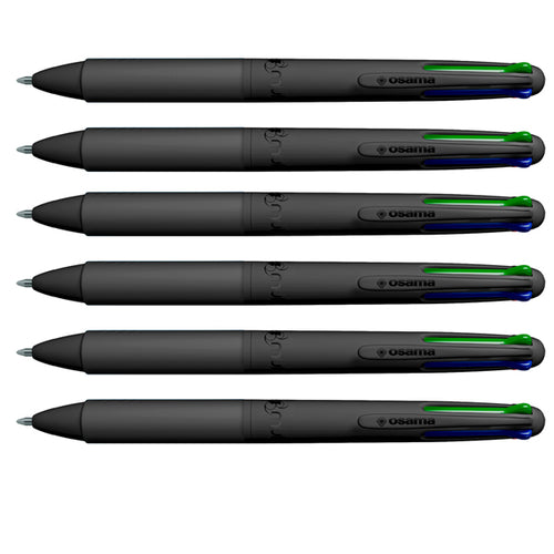 Astuccio 6 Penne Sfera 4 Colori Multi 1,00Mm All Black Osama
