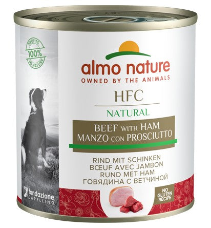 Almo Nature Scatoletta HFC Natural gusto Manzo con Prosciutto per Cani Adulti