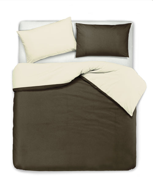 Set copripiumino federe letto bicolor double face parure copripiumino in cotone made in Italy NATURALE/CACAO