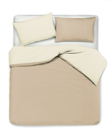 Set copripiumino federe letto bicolor double face parure copripiumino in cotone made in Italy NATURALE/SABBIA