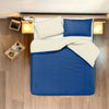 Set copripiumino federe letto bicolor double face parure copripiumino in cotone made in Italy NATURALE/BLUETTE