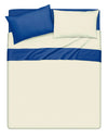Completo letto lenzuola bicolor in 100% cotone made in Italy  NATURALE/BLUETTE