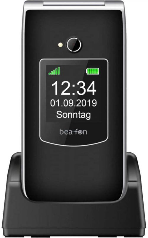 beafon clamshell 2 sim lcd 2.8-1.77 bluetooth con  base e tasto sos nero fotocmera da 3,0 mp