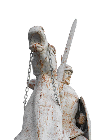 Biscottini Biscottini Statua Guerriero a cavallo ghisa bianca anticata 260x120x380 Arredo