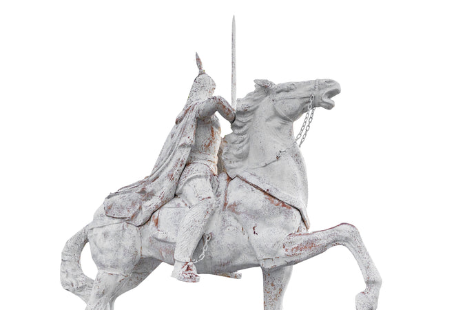 Biscottini Biscottini Statua Guerriero a cavallo ghisa bianca anticata 260x120x380 Arredo