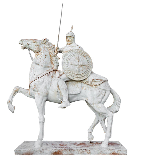 Biscottini Biscottini Statua Guerriero a cavallo ghisa bianca anticata 260x120x380 Arredo