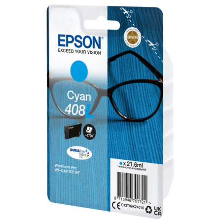 Epson 408L - 21,6 ml - ciano - originale - confezione in blister
