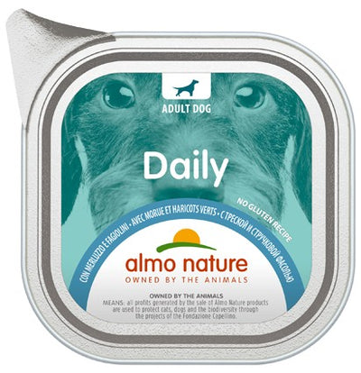 Almo Nature Daily Vaschetta gusto Merluzzo e Fagiolini per Cani Adulti