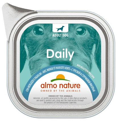Almo Nature Daily Vaschetta gusto Merluzzo e Fagiolini per Cani Adulti