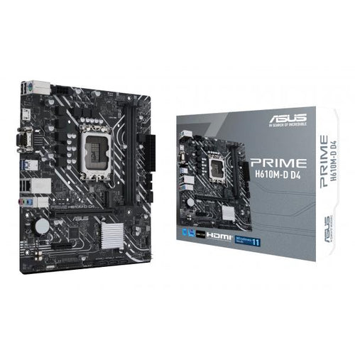 Scheda madre Asus PRIME H610M-D D4 - Supporto processori Intel Socket 1700 12th Gen Intel Core, Pentium Gold and Celeron - Ram 2x DDR4 - Hdmi, Vga - 8x Usb3.2 / 6x Usb2.0 - GLan - Audio HD - Mi