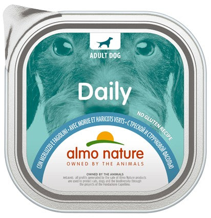 Almo Nature Daily Vaschetta gusto Merluzzo e Fagiolini per Cani Adulti