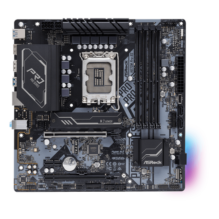 Scheda madre AsRock H670M Pro RS - Supporto processori Intel Socket 1700 12th Gen Intel Core - Ram 4x DDR4 - Hdmi, DisplayPort - RAID 0,1,5,10 - 8x Usb3.2 / 2x Usb2.0 - GLan - Audio HD - Micro-ATX