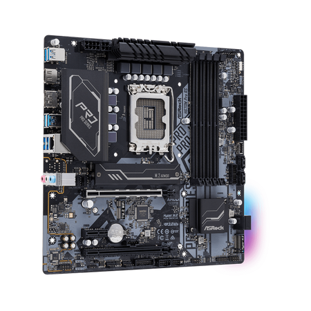 Scheda madre AsRock H670M Pro RS - Supporto processori Intel Socket 1700 12th Gen Intel Core - Ram 4x DDR4 - Hdmi, DisplayPort - RAID 0,1,5,10 - 8x Usb3.2 / 2x Usb2.0 - GLan - Audio HD - Micro-ATX