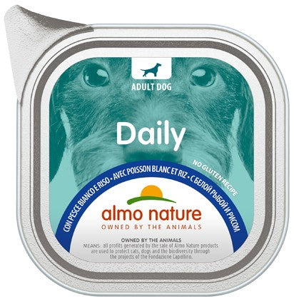 Almo Nature Daily Vaschetta gusto Pesce Bianco e Riso per Cani Adulti