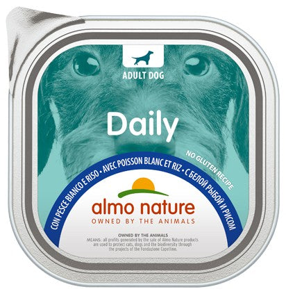 Almo Nature Daily Vaschetta gusto Pesce Bianco e Riso per Cani Adulti