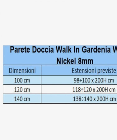 Parete Doccia Walkin Anticalcare 8mm H200 profilo Nickel Spazzolato GARDENIA