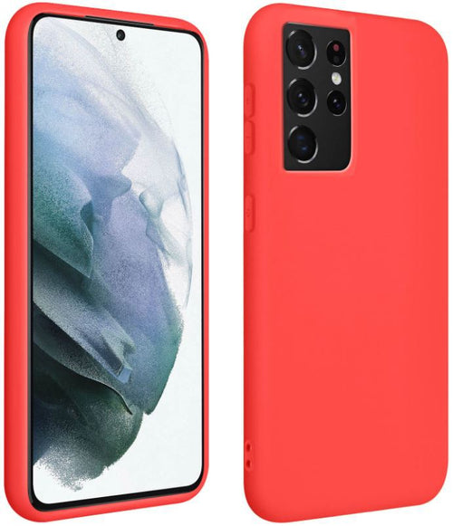 cover in silicone per samsung s21 ultra  red