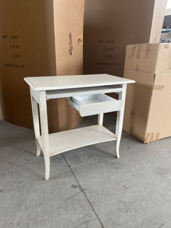 MOBILI 2G - SCRIVANIA 1 CASSETTO LEGNO SHABBY BIANCO ANTICATO 85x49x79