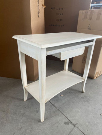 MOBILI 2G - SCRIVANIA 1 CASSETTO LEGNO SHABBY BIANCO ANTICATO 85x49x79