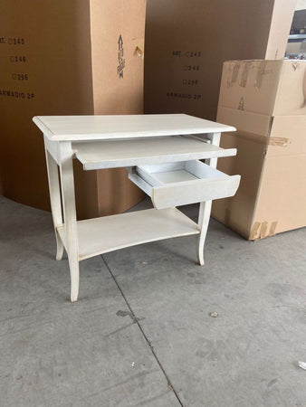 MOBILI 2G - SCRIVANIA 1 CASSETTO LEGNO SHABBY BIANCO ANTICATO 85x49x79