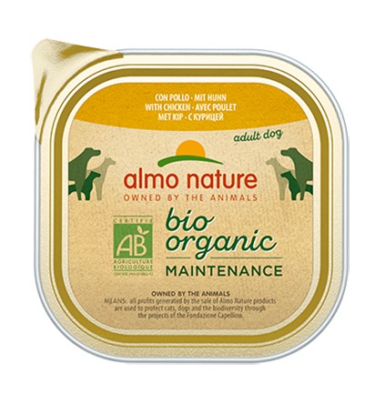 Almo Nature Bio Organic Maintenance Vaschetta gusto Pollo per Cani Adulti