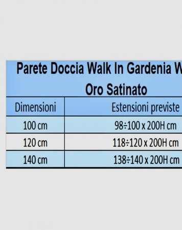 Parete Doccia Walkin Anticalcare 8mm H200 profilo Oro Satinato GARDENIA