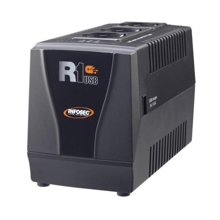 Regolatore automatico di tensione R1 USB 600VA con 3 Prese Schuko Nero