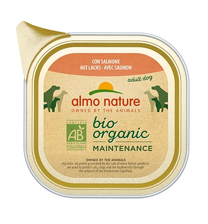 Almo Nature Bio Organic Maintenance Vaschetta gusto Salmone per Cani Adulti