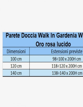 Parete Doccia Walkin Anticalcare 8mm H200 profilo Oro Rosa Lucido GARDENIA