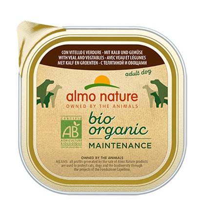 Almo Nature Bio Organic Maintenance Vaschetta gusto Vitello e Verdure per Cani Adulti