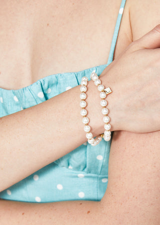 Bracciale two-rows perle bianche