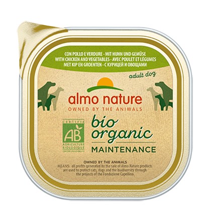 Almo Nature Bio Organic Maintenance Vaschetta gusto Pollo e Verdure per Cani Adulti
