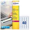 Poliestere Adesivo L6145 Bianco Antim. 20Fg A4 45,7X25,4Mm(40Et/Fg Laser Avery