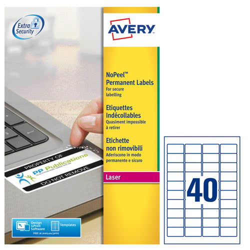 Poliestere Adesivo L6145 Bianco Antim. 20Fg A4 45,7X25,4Mm(40Et/Fg Laser Avery