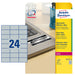 Poliestere Adesivo L6133 Argento 20Fg A4 70X37Mm (24Et/Fg Laser Avery
