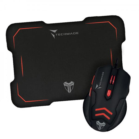 Techmade Mouse Gaming Con Pad Usb Led Light Nero/rosso Tm-m016-red