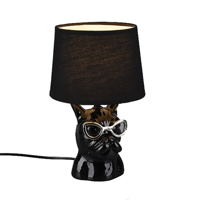 Abat-jour camerette Trio litghting DOSY R50231002 E14 LED ceramica paralume tessuto lampada tavolo dog black
