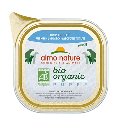 Almo Nature Bio Organic Maintenance Vaschetta gusto Pollo e Latte per Cani Cuccioli
