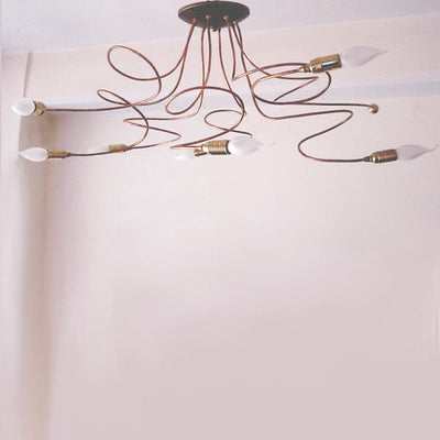 Plafoniera rustica Lampadari Bartalini ILARIA PL8 E14 LED ottone rame lampada soffitto