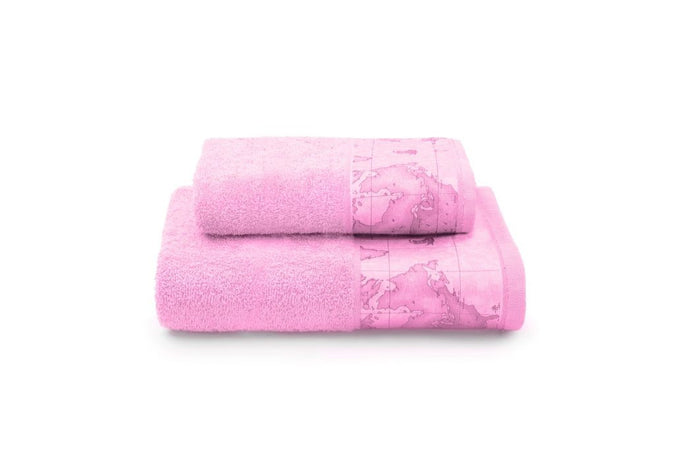 Asciugamano color Rosa Alviero Martini 1ª Classe - Rosa con Bordo Geo Set 1+1