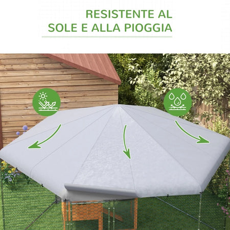 Recinto in Acciaio per Galline Tetto e Porta Gabbia Pollaio 400x346 H263 cm