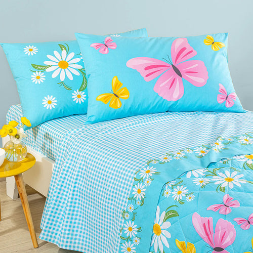 Lenzuola Margherite ! Caleffi -Completo  Puro Cotone Floreale