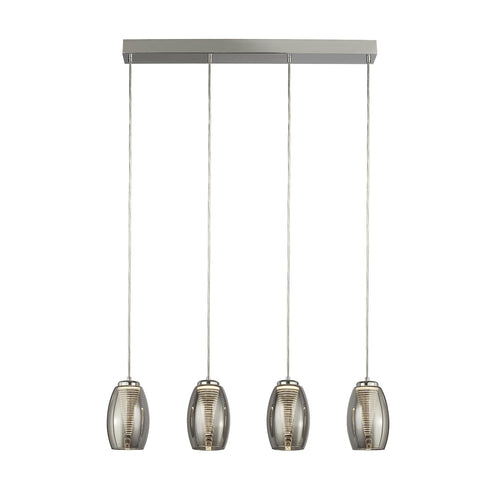 Lampadario Contemporaneo Ciclon Acciaio Cromo Vetro Fumè Led 22W 3000K