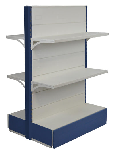 Scaffale metallico centro stanza per negozi colore avion e bianco cm. 100x30x140h