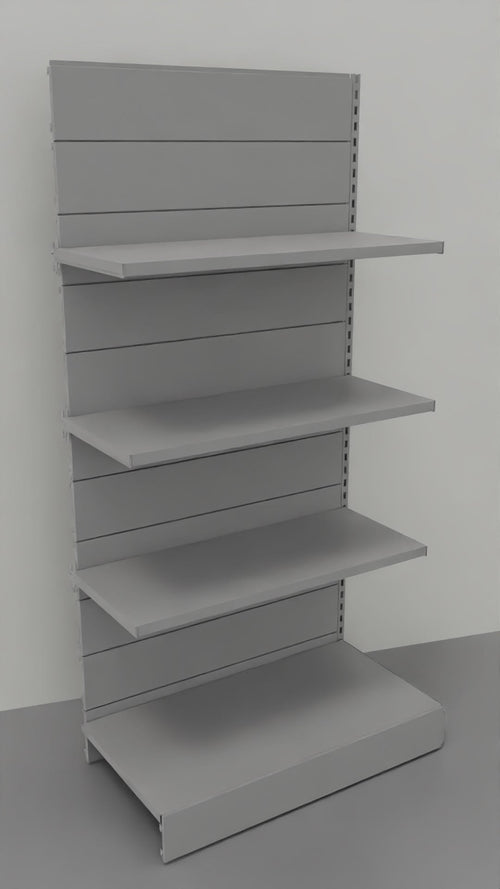 Modulo aggiuntivo scaffale metallico verniciato alluminio da negozi di cm. 97x30x200h