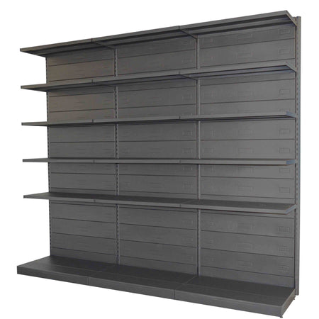 Modulo aggiuntivo scaffale metallico verniciato nero ghisa da negozi di cm. 100x30x200h