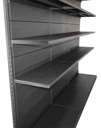 Modulo aggiuntivo scaffale metallico verniciato nero ghisa da negozi di cm. 100x30x200h