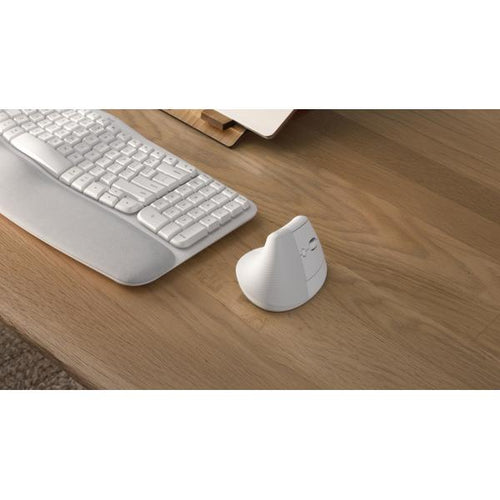 Logitech Lift Mouse Ergonomico Verticale, Senza Fili, Ricevitore Bluetooth o Logi Bolt USB, Clic Silenziosi, 4 Tasti, Compatibile con Windows / macOS / iPadOS, Laptop, PC. Bianco